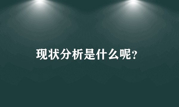 现状分析是什么呢？