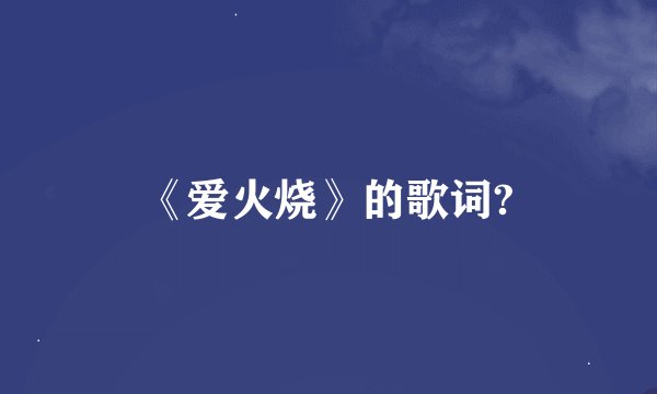 《爱火烧》的歌词?