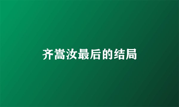 齐嵩汝最后的结局
