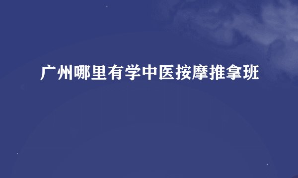 广州哪里有学中医按摩推拿班
