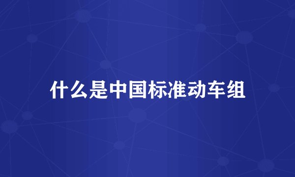 什么是中国标准动车组