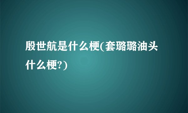 殷世航是什么梗(套璐璐油头什么梗?)