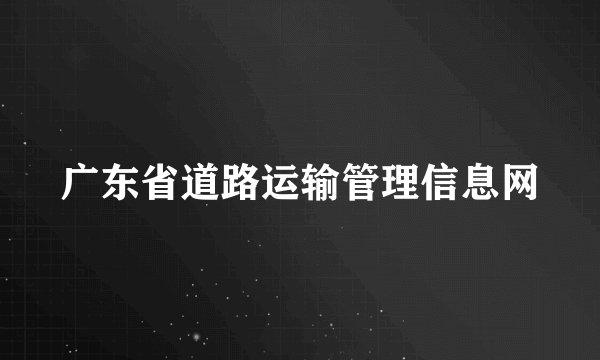 广东省道路运输管理信息网