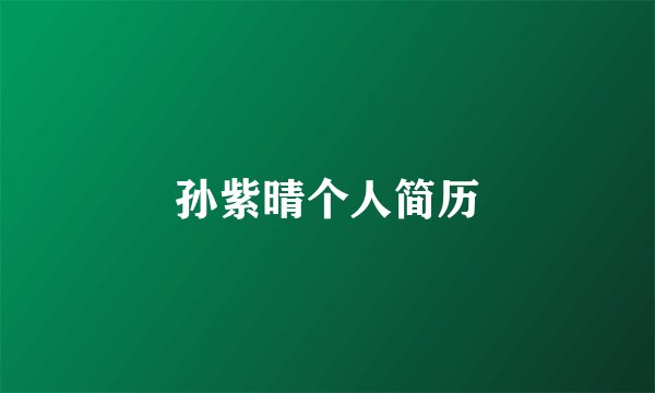 孙紫晴个人简历