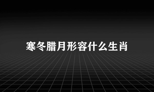寒冬腊月形容什么生肖