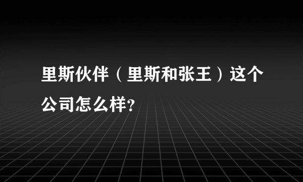 里斯伙伴（里斯和张王）这个公司怎么样？