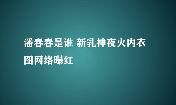 潘春春是谁 新乳神夜火内衣图网络曝红