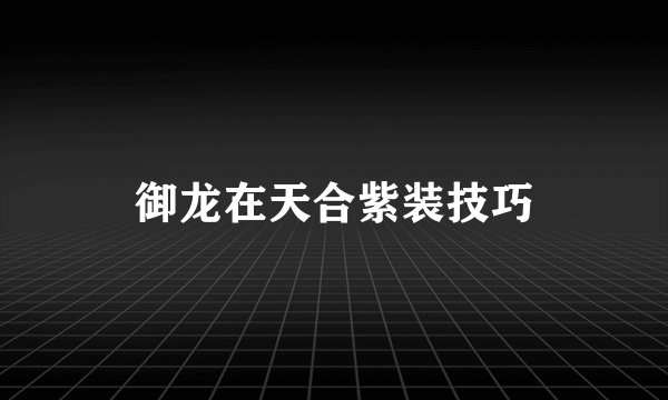 御龙在天合紫装技巧