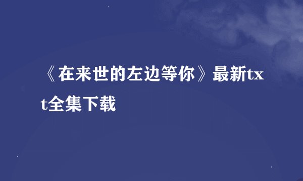 《在来世的左边等你》最新txt全集下载