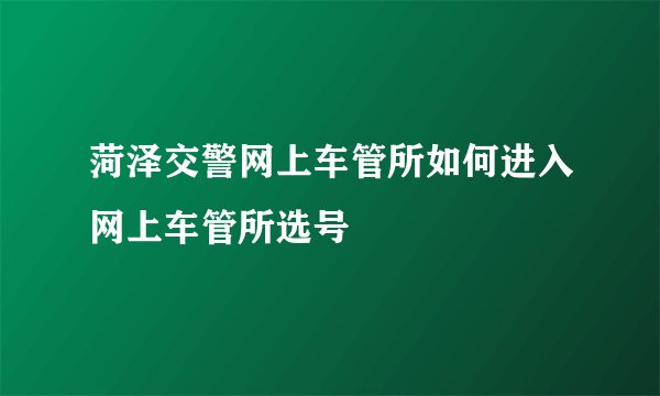 菏泽交警网上车管所如何进入网上车管所选号