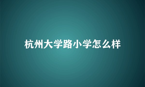 杭州大学路小学怎么样