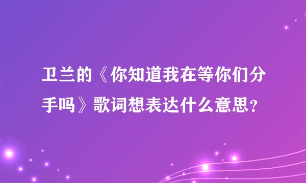 卫兰的《你知道我在等你们分手吗》歌词想表达什么意思？