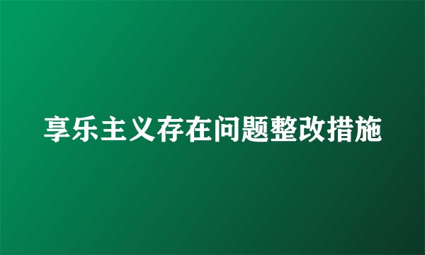 享乐主义存在问题整改措施