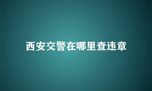 西安交警在哪里查违章