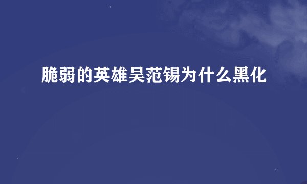 脆弱的英雄吴范锡为什么黑化