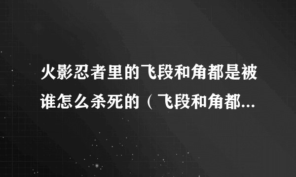 火影忍者里的飞段和角都是被谁怎么杀死的（飞段和角都闯入火之寺)