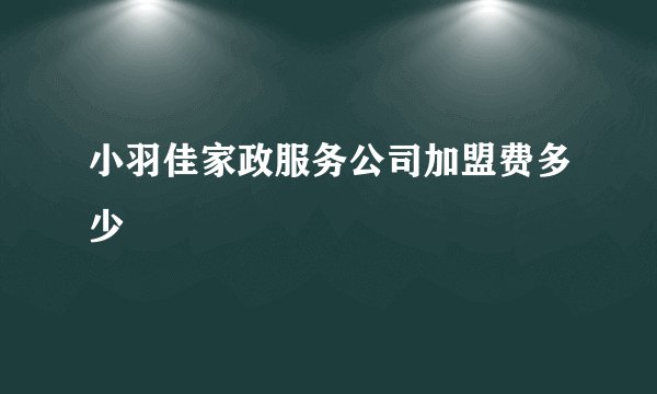 小羽佳家政服务公司加盟费多少