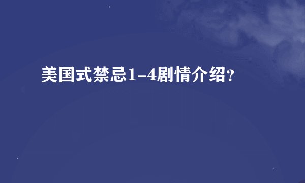 美国式禁忌1-4剧情介绍？