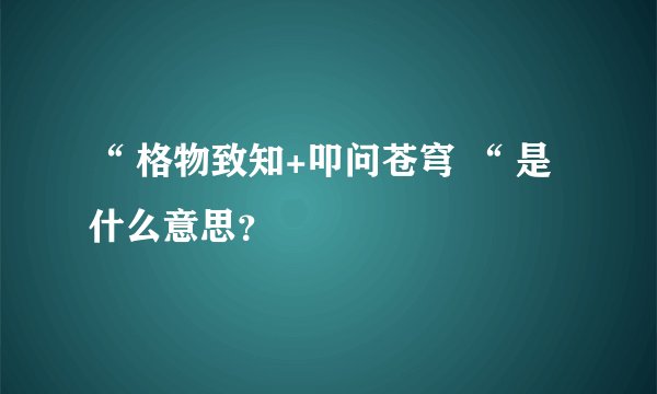“ 格物致知+叩问苍穹 “ 是什么意思？