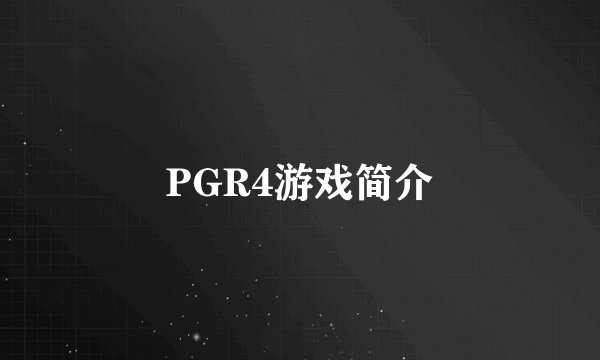 PGR4游戏简介