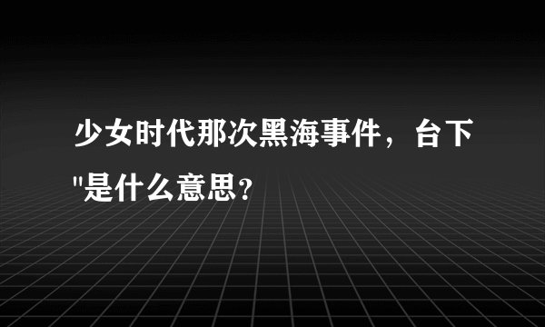少女时代那次黑海事件，台下