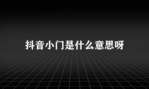 抖音小门是什么意思呀