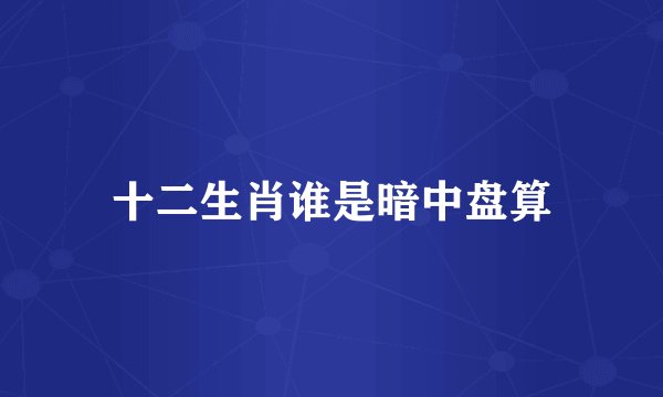 十二生肖谁是暗中盘算