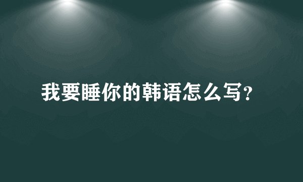 我要睡你的韩语怎么写？