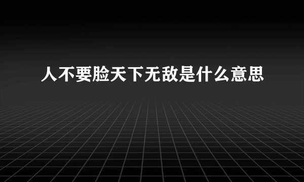 人不要脸天下无敌是什么意思