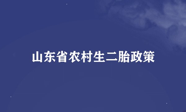 山东省农村生二胎政策