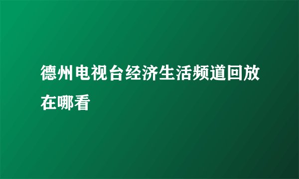 德州电视台经济生活频道回放在哪看
