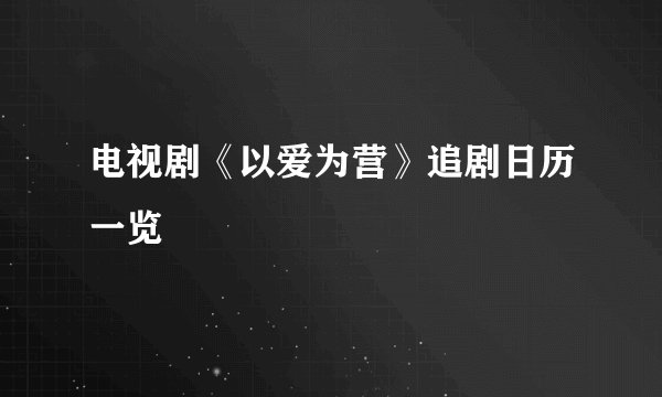 电视剧《以爱为营》追剧日历一览