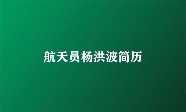 航天员杨洪波简历