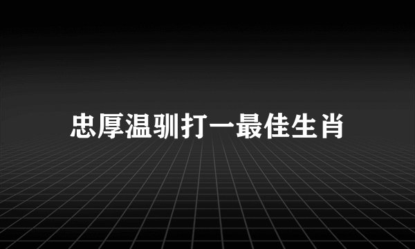 忠厚温驯打一最佳生肖