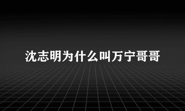 沈志明为什么叫万宁哥哥