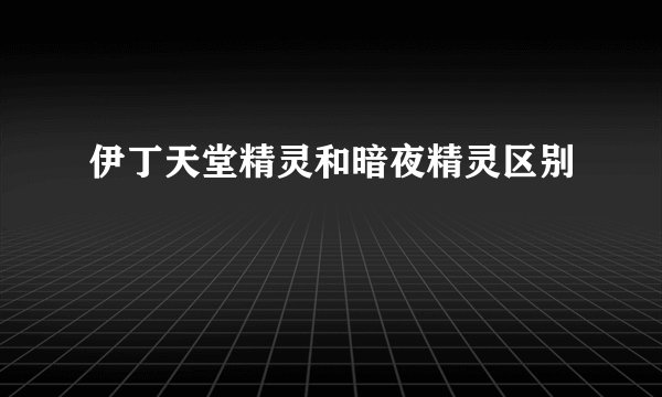 伊丁天堂精灵和暗夜精灵区别