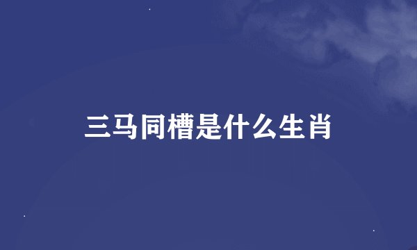 三马同槽是什么生肖