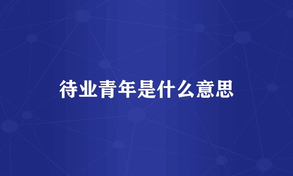 待业青年是什么意思