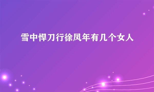 雪中悍刀行徐凤年有几个女人