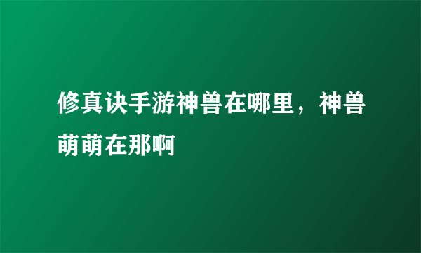 修真诀手游神兽在哪里，神兽萌萌在那啊