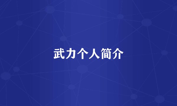 武力个人简介