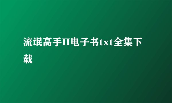 流氓高手II电子书txt全集下载