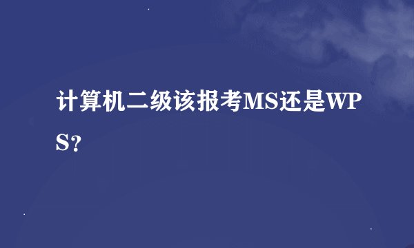 计算机二级该报考MS还是WPS？