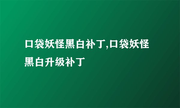 口袋妖怪黑白补丁,口袋妖怪黑白升级补丁