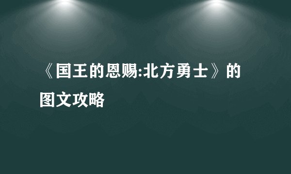《国王的恩赐:北方勇士》的图文攻略
