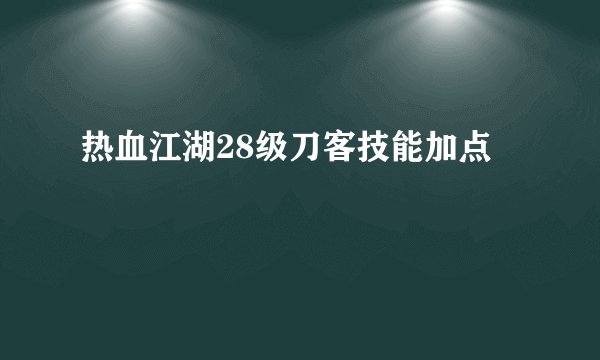 热血江湖28级刀客技能加点