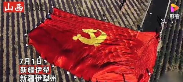 新疆万亩薰衣草田铺2000平米党旗 这是咋情况？