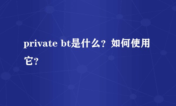 private bt是什么？如何使用它？