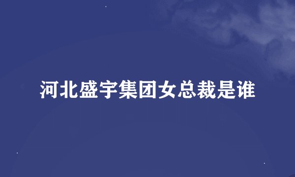 河北盛宇集团女总裁是谁