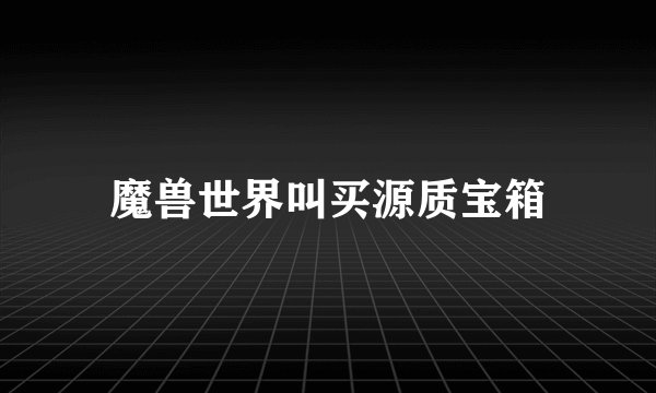 魔兽世界叫买源质宝箱